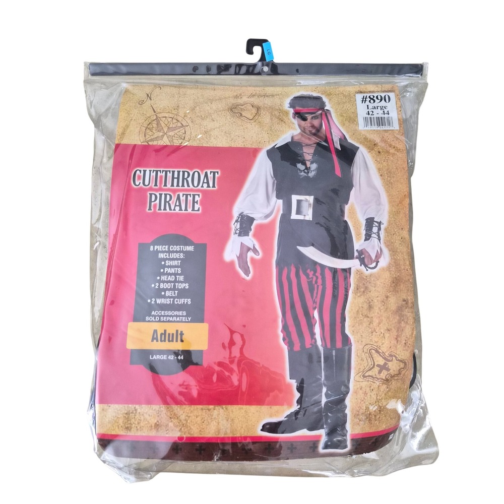 California Costumes Cutthroat Pirate Mens 8 Piece Costume Set Large 42-44 NEW